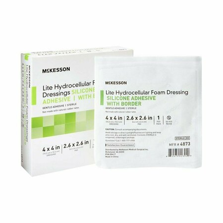 MCKESSON LITE Silicone Gel Adhesive with Border Thin Silicone Foam Dressing, 4x4 Inch, 10PK 4873